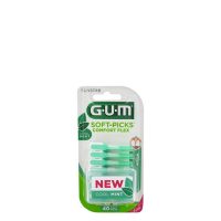Box  of  GUM  Soft  Picks  Comfort  Flex  Mint  by  GUM,  a  minty  rubber  toothpick  indicated  for  thorough  interdental  cleaning.