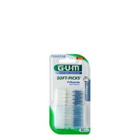 Box  of  GUM  Soft  Picks  Original  Xtra-Large  by  GUM,  a  rubber  toothpick  indicated  for  removing  plaque  and  food  debris.