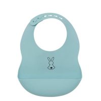 Nattou Silicone Bib with Drip Tray Blue