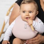 Nattou Silicone Bib with Drip Tray Pink - Image 2