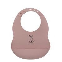 Nattou Silicone Bib with Drip Tray Pink