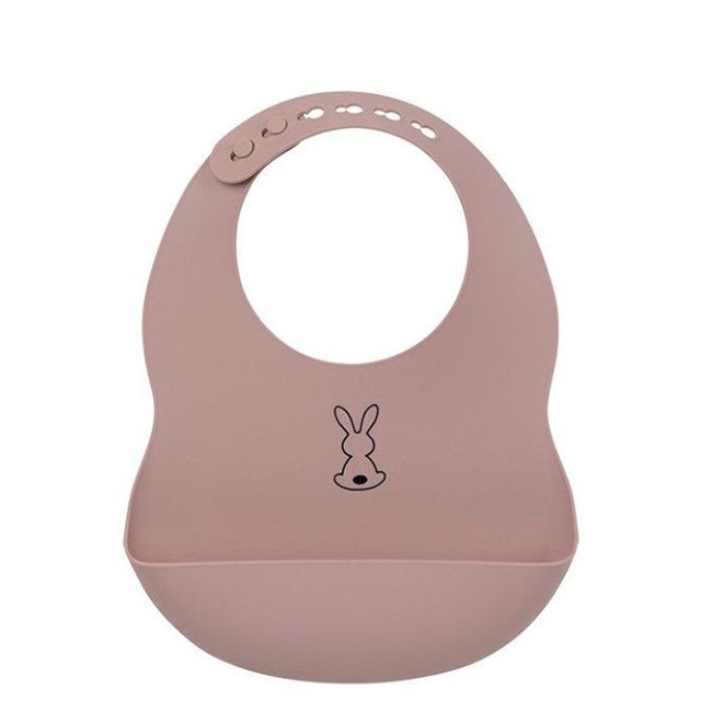 NattouSiliconeBibwithDripTrayPink Nattou Silicone Bib with Drip Tray Pink