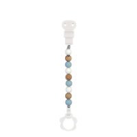 Nattou Silicone Pacifier Clip Blue/White/Beige