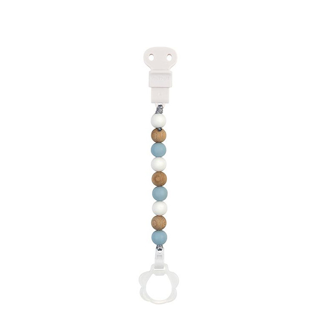 NattouSiliconePacifierClipBlueWhiteBeige 納豆のシリコーンおしゃぶりクリップ ブルー/ホワイト/ベージュ - 画像 (1)