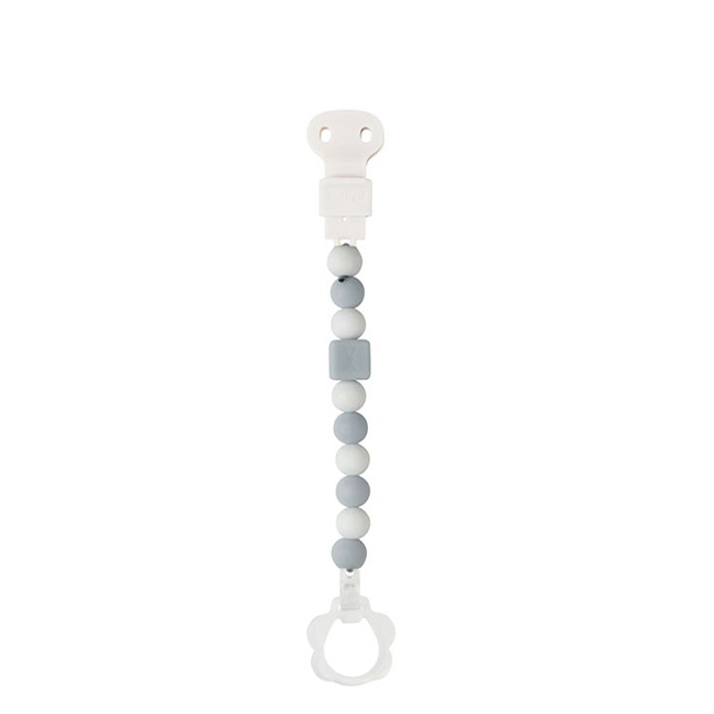NattouSiliconePacifierClipGray/White Nattou Silicone Pacifier Clip Gray/White