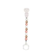 Nattou Silicone Pacifier Clip Pink/White/Beige