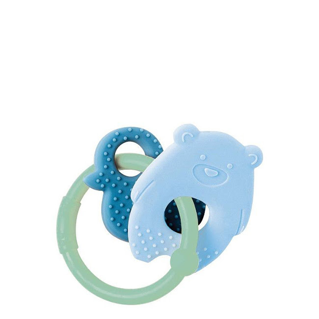 NattouSiliconeTeetherBear+DuckGreenRing Nattou Silicone Teether Bear + Duck Green Ring
