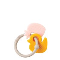 Nattou Silicone Teether Strawberry + Duck Gray Ring