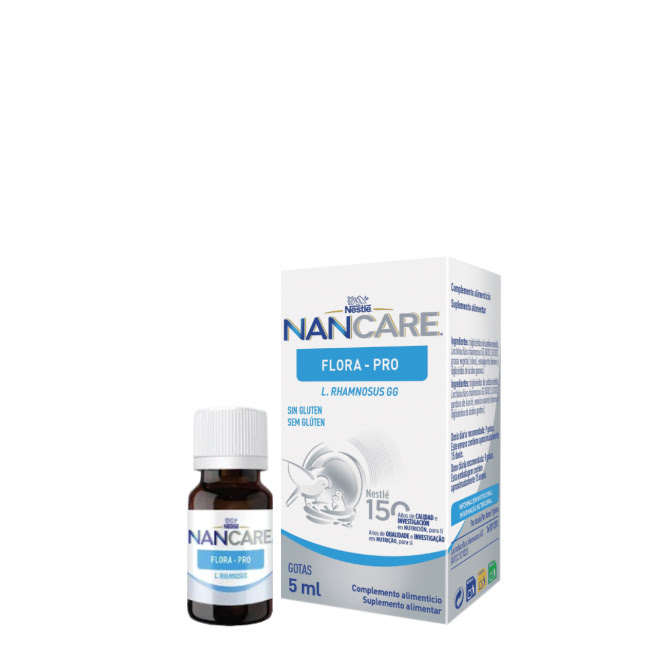 NestléNancareFloraPro5ml Bottle of Nestlé Nancare Flora Pro by Nestlé, a food supplement indicated for balancing intestinal flora in children.