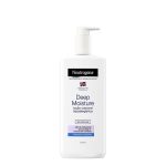 Bottle of Neutrogena Deep Moisture Lotion by Neutrogena, a fast-absorbing lotion indicated for dry and sensitive skin.