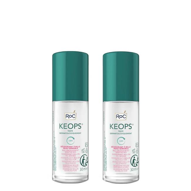 RoC Keops Sensitive Deodorant Roll On Duo Bottle of RoC Keops Sensitive Duo Deodorant Roll On by RoC, a roll-on indicated for sensitive and fragile skin.