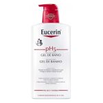 Bottle of Eucerin pH5 Shower Gel by Eucerin, a smooth gel indicated for cleansing sensitive skin while preventing dryness.