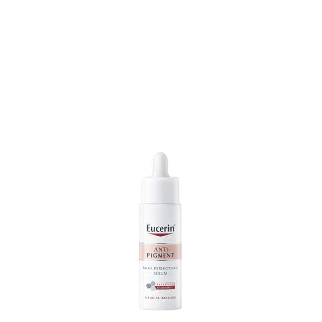 EucerinAnti-PigmentSkinPerfectingSerum30ml Bottle of Eucerin Anti-Pigment Skin Perfecting Serum by Eucerin, an ultra-light serum indicated for reducing hyperpigmentation.