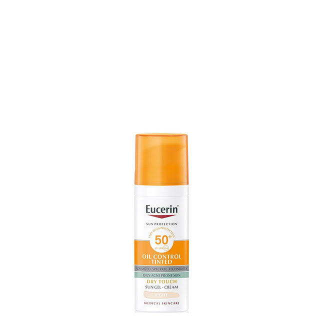 EucerinSunOilControlSPF50+TintedGel-CreamLight50ml Tube of Eucerin Sun Oil Control SPF50