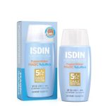 Bottle of Isdin Fotoprotector Fusion Water Magic Pediatrics SPF50 by Isdin, a sun fluid indicated for infant sun protection.