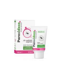 Bottle  of  Parasidose  Lice  and  Nits  Treatment  Care  by  Parasidose,  a  treatment  indicated  for  the  elimination  of  lice  and  nits.
