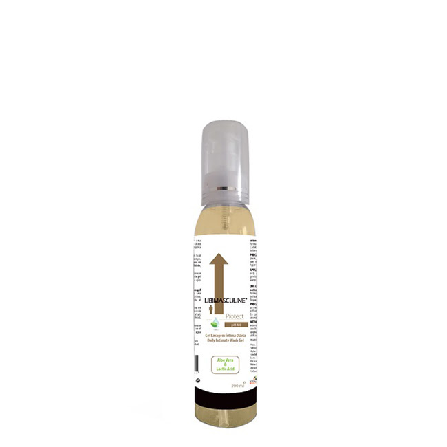 YFarmaLibimasculineProtectDailyIntimateWashGel200ml Bottle of Libimasculine Protect Daily Intimate Wash Gel by Libimasculine, a wash gel indicated for male intimate hygiene.