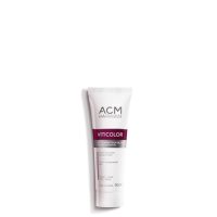Tube  of  ACM  Viticolor  Skin  Camouflage  Gel  by  ACM,  a  color  gel  indicated  for  camouflaging  depigmented  areas  of  the  skin.