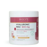 Jar  of  Biocyte  Hyaluronic  Max  Powder  Supplement  by  Biocyte,  a  dietary  powder  indicated  for  skin  filling  and  wrinkle  reduction.