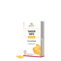 Box  of  Biocyte  Tenseur  Forte  Capsules  by  Biocyte,  a  capsule  supplement  indicated  for  combating  loss  of  elasticity  and  skin  firmness.