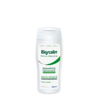 Bottle  of  Nova  Genina  Fortifying  Shampoo  by  Bioscalin,  a  shampoo  indicated  for  fortifying  weakened  hair  prone  to  shedding.