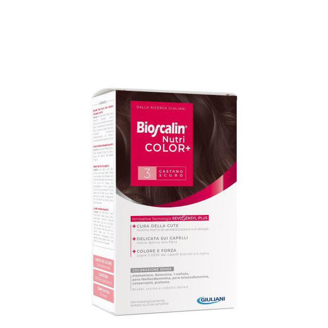 BioscalinNutriColorPermanentHairColor3DarkBrown Bioscalin Nutri Color+ Coloração Permanente Cor 3 Castanho Escuro - Image 1