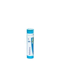 Product  container  of  Boiron  Belladonna  9CH  by  Boiron,  homeopathic  granules  indicated  for  sudden  high  fever  with  sweating.