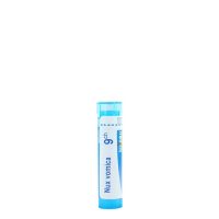 Product  container  of  Boiron  Nux  Vomica  9CH  by  Boiron,  homeopathic  granules  indicated  for  heartburn  and  hangover.