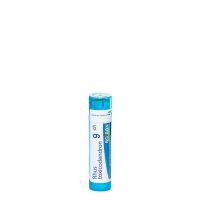 Product  container  of  Boiron  Rhus  Toxicodendron  9CH  by  Boiron,  homeopathic  granules  indicated  for  joint  pain  relief.