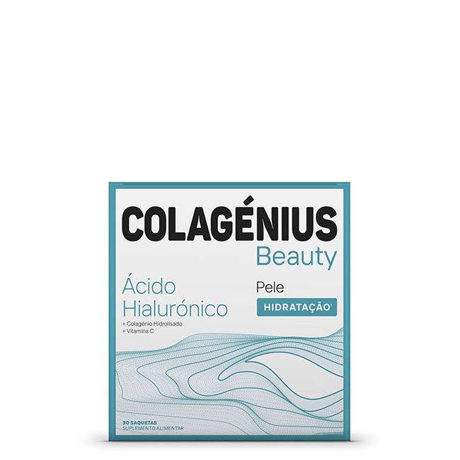 ColagéniusBeautyHyaluronicAcidSachetsx30 Sachet of Colagénius Beauty Hyaluronic Acid by Colagénius, a food supplement indicated for skin hydration and elasticity.
