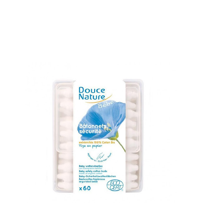 DouceNatureBabySafetyCottonBudsBiox60 Douce Nature Bebé Cotonetes Bio x60 - Image 1