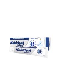 Tube  of  Kukident  Expert  Denture  Adhesive  Cream  by  Kukident,  a  cream  indicated  for  securing  dentures  and  preventing  food  lodging.