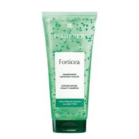 Bottle  of  Rene  Furterer  Forticea  Energizing  Shampoo,  a  gel  shampoo  indicated  for  restoring  strength  and  vigor  to  hair.