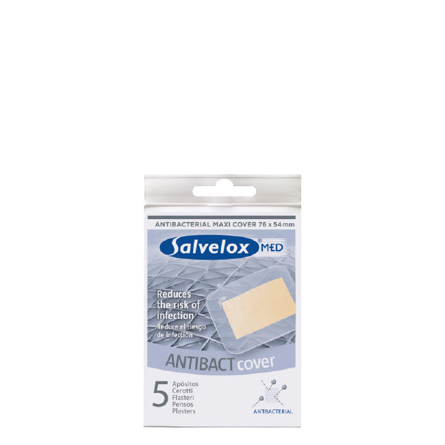 SalveloxMedAntibactCover76x54mmPlastersx5 Salvelox Med Antibact Cover 76x54mm Apósitos x5 - Image 1