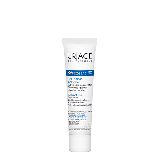 Uriage Kératosane 30 Gel-Creme 40ml Tube of Uriage Kératosane 30 Gel-Cream by Uriage, a gel-cream indicated for exfoliating calluses and dry skin.