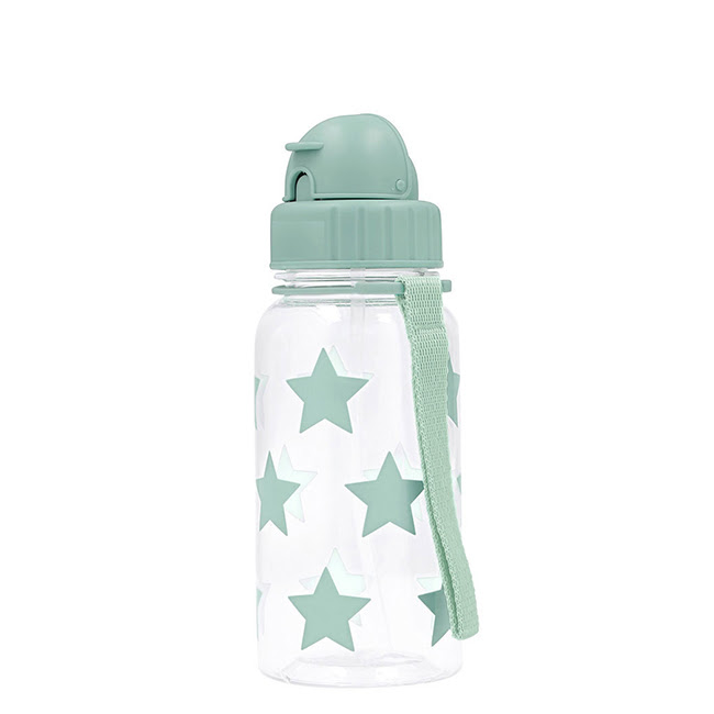 BibsStrawBottleStarsGreen500ml Bibs Straw Bottle Stars Green 500ml