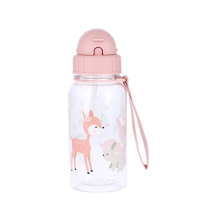 BibsStrawBottleSweetDeerPink500ml ビブス ストローボトル スイートディアピンク 500ml - 画像 (1)
