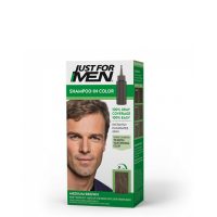 Bottle  of  Just  For  Men  Shampoo-in  Color  Medium  Brown  by  Just  For  Men,  a  shampoo  indicated  for  covering  gray  hair.