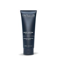 Bottle  of  Papillon  Body  Lotion  by  Papillon,  a  non-greasy  lotion  indicated  for  moisturizing  and  softening  body  skin.