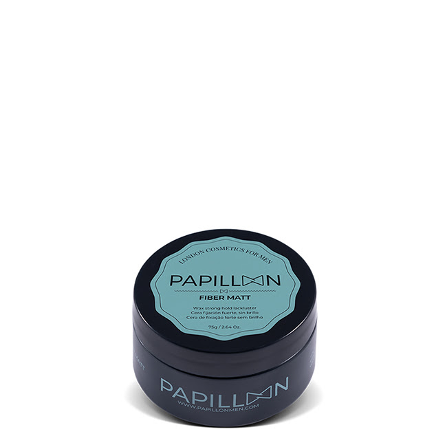 PapillonFiberMattStrongHoldWax75g Jar of Papillon Fiber Matt Strong Hold Wax by Papillon, a dry wax indicated for creating natural and bold hairstyles.