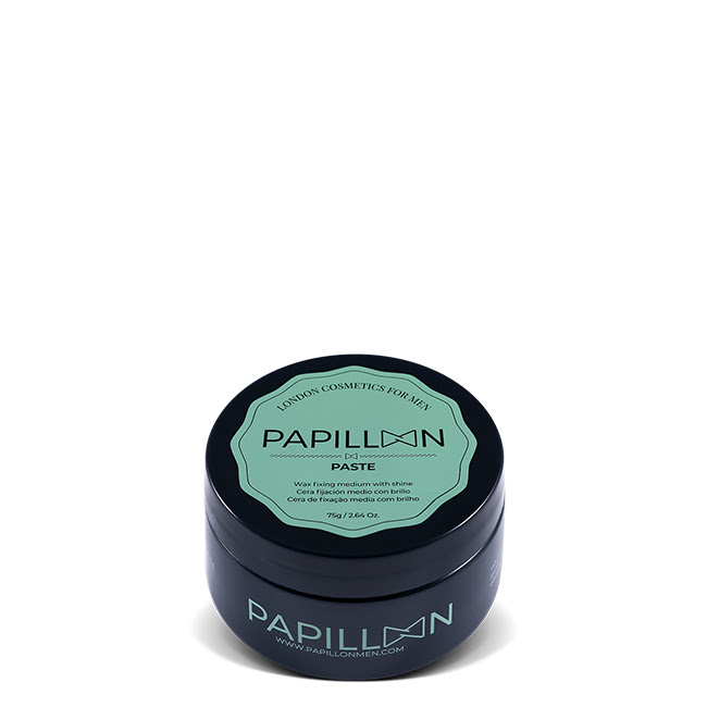 PapillonPasteStrongFixingMediumWaxwithShine75g Jar of Papillon Paste Strong Fixing Medium Wax with Shine by Papillon, a glitter wax indicated for hair shine and texture.