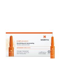 Box  of  Sesderma  C-vit  Advance  Ampoules  by  Sesderma,  a  serum  indicated  for  hydrating  and  brightening  facial  skin.