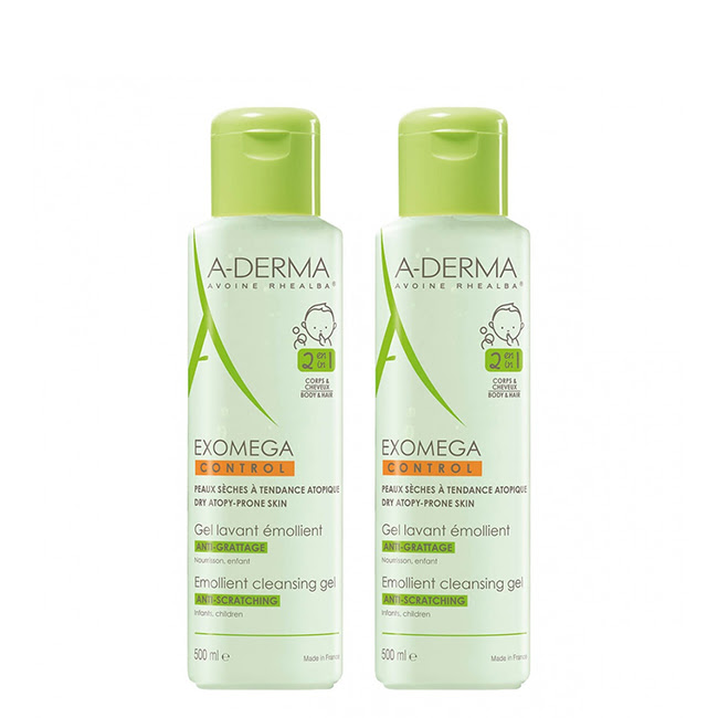 A-DermaExomegaControlEmollientCleansingGelDuo2x500ml A-Derma Duo Exomega Control Gel 2-em-1 Emoliente 2x500ml - Image 1