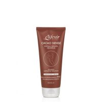 Bottle  of  Elifexir  Cacao  Sense  Exfoliating  Emulsion  by  Elifexir,  an  emulsion  indicated  for  skin  firming  and  fat  elimination.