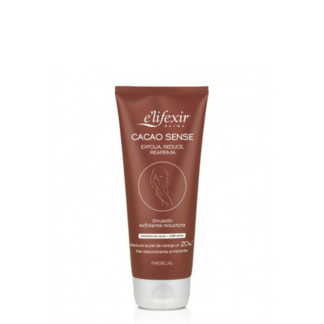 ElifexirCacaoSenseExfoliatingEmulsion200ml Bottle of Elifexir Cacao Sense Exfoliating Emulsion by Elifexir, an emulsion indicated for skin firming and fat elimination.