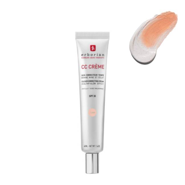 Erborian CC Cream Clair 40ml Tube of Erborian CC Crème Clair by Erborian, a CC cream indicated for hydrating and correcting imperfections of light skin.