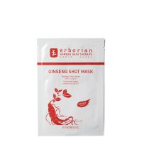 Sachet  of  Erborian  Ginseng  Shot  Mask  by  Erborian,  a  cellulose  face  mask  indicated  for  reducing  wrinkles  and  expression  lines.