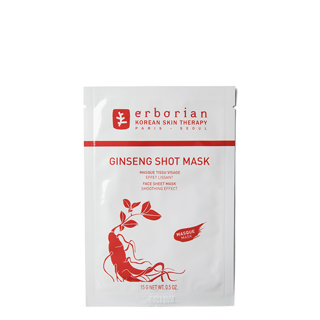 ErborianGinsengShotMask15g Sachet of Erborian Ginseng Shot Mask by Erborian, a cellulose face mask indicated for reducing wrinkles and expression lines.