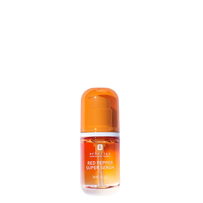 ErborianRedPepperSuperSerum30ml Bottle of Erborian Red Pepper Super Serum by Erborian, a concentrated serum indicated for boosting radiance and exfoliating skin.