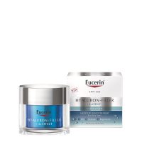Jar  of  Eucerin  Hyaluron  Filler  Moisture  Booster  Night  by  Eucerin,  a  lightweight  care  indicated  for  filling  wrinkles.